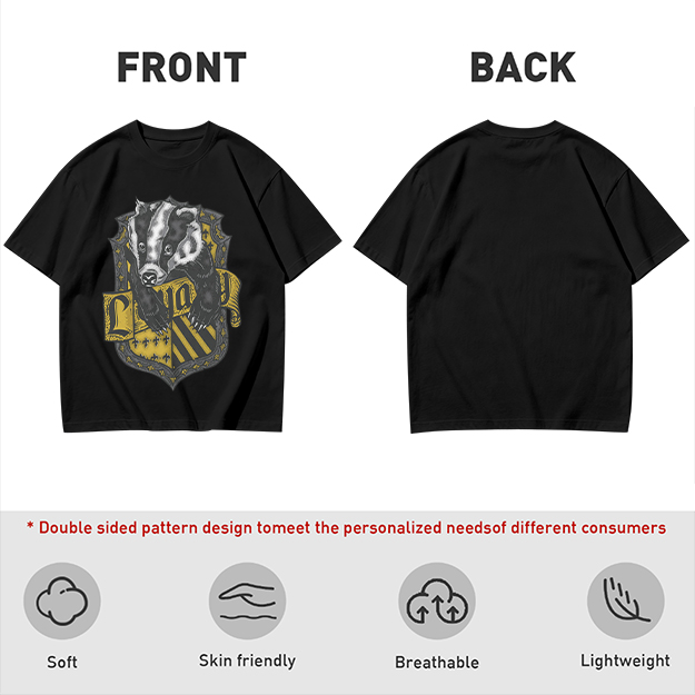 Olive T-Shirt With Hufflepuff Badger Crest Graphic