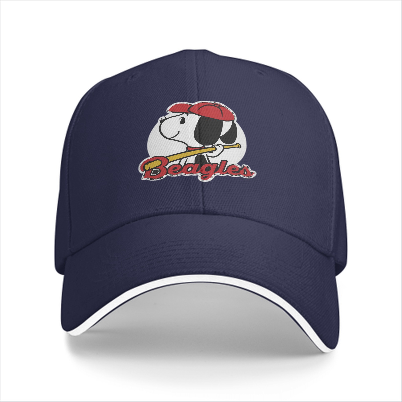 Black baseball cap with Snoopy Beagles baseball graphic