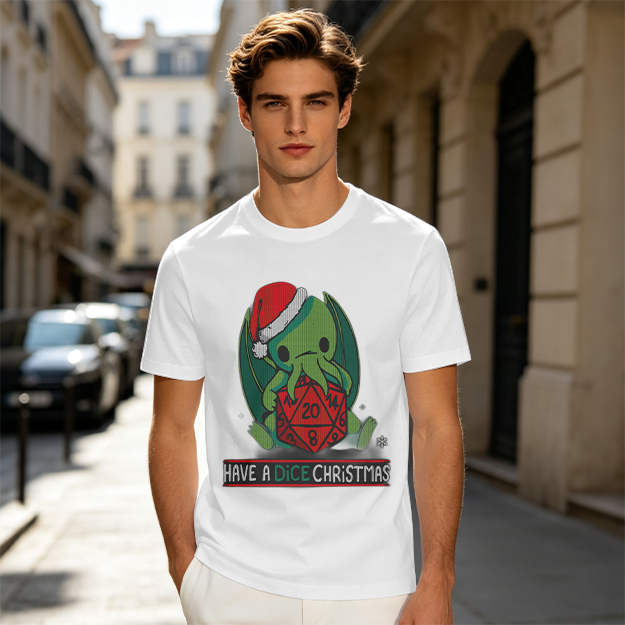 Have a Dice Christmas Cute Cthulhu Santa T-Shirt