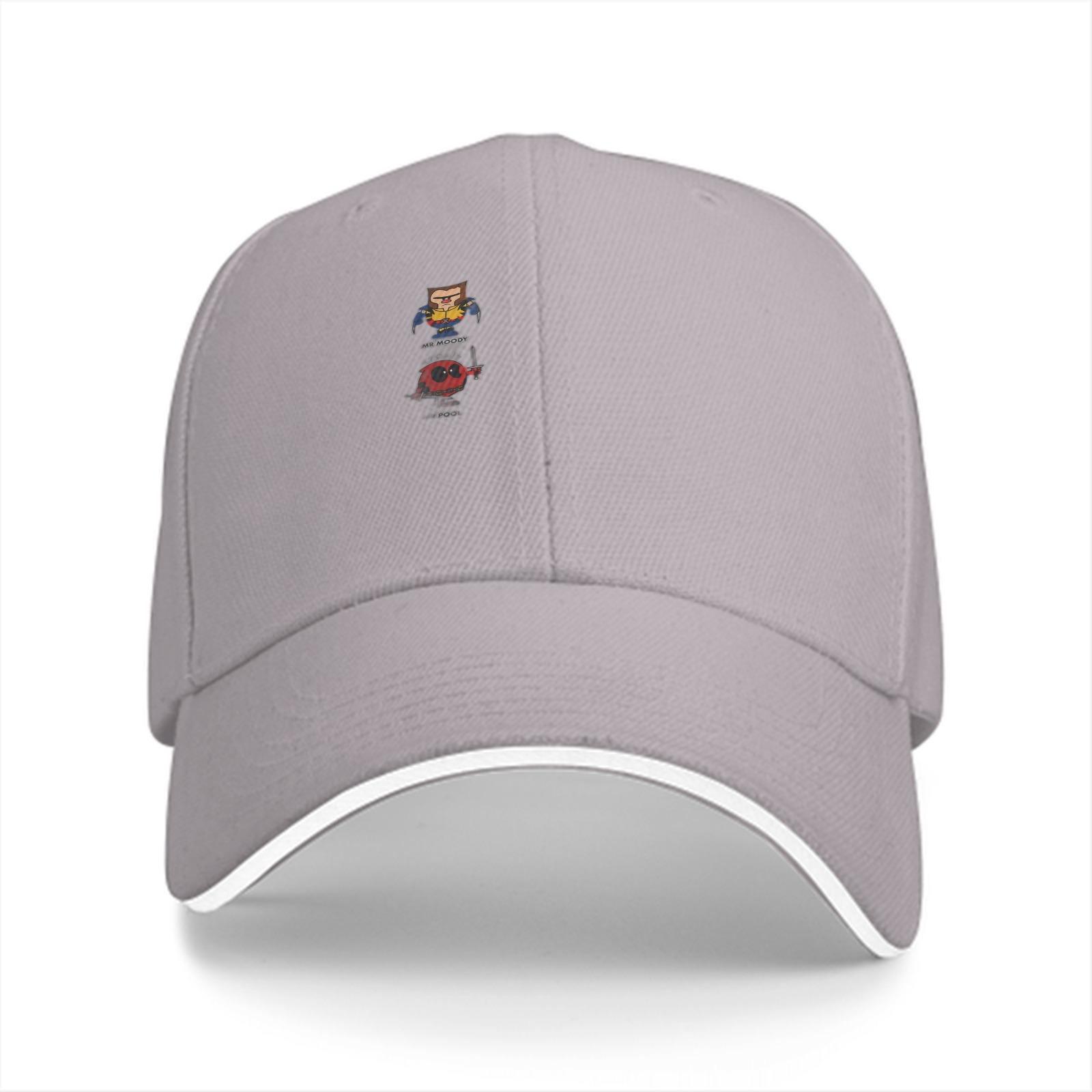 Black Baseball Cap With Small Character Graphic Print