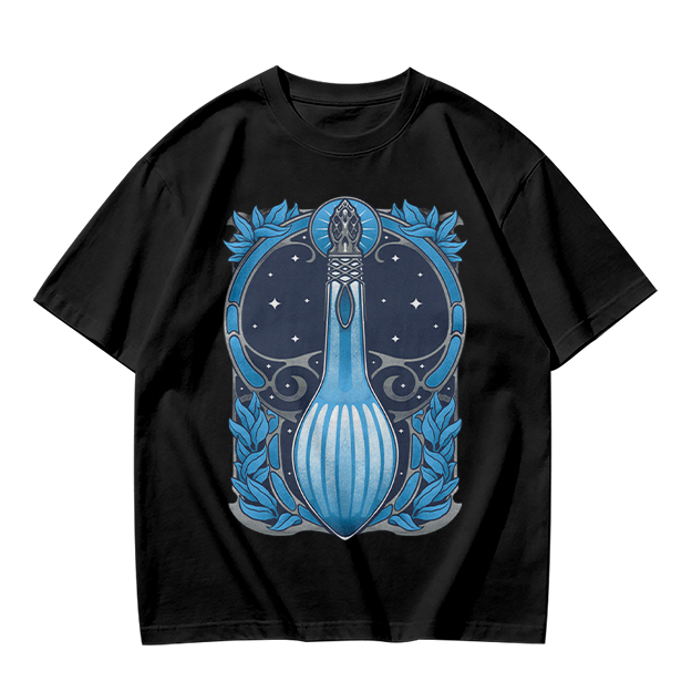 Olive T-Shirt With Art Nouveau Celestial Lute Graphic Print