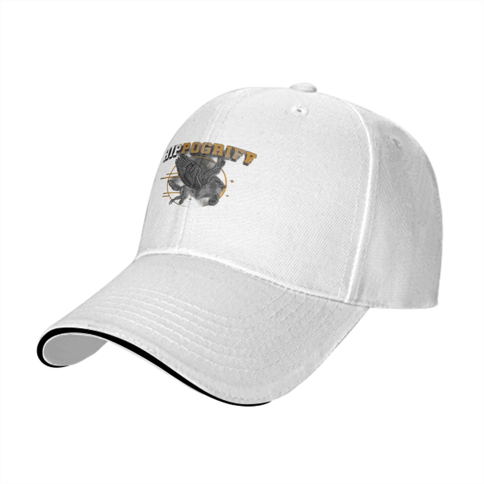 Black baseball cap with winged creature and POGRIFF graphic