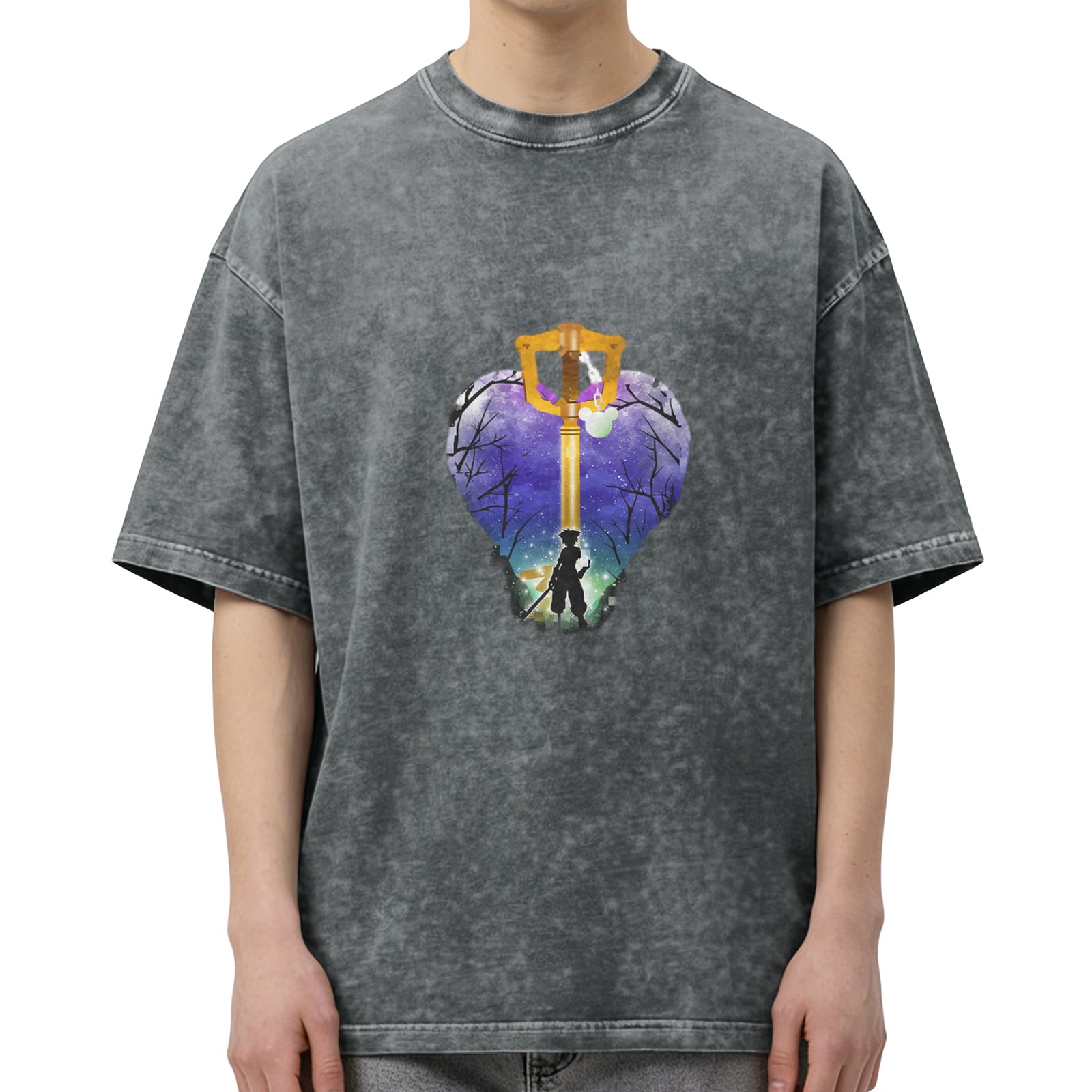 Kingdom Hearts Keyblade Heart Silhouette Graphic T-Shirt