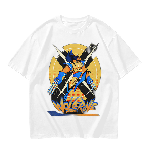 Olive Wolverine Graphic T-Shirt Featuring X-Men Symbol Art