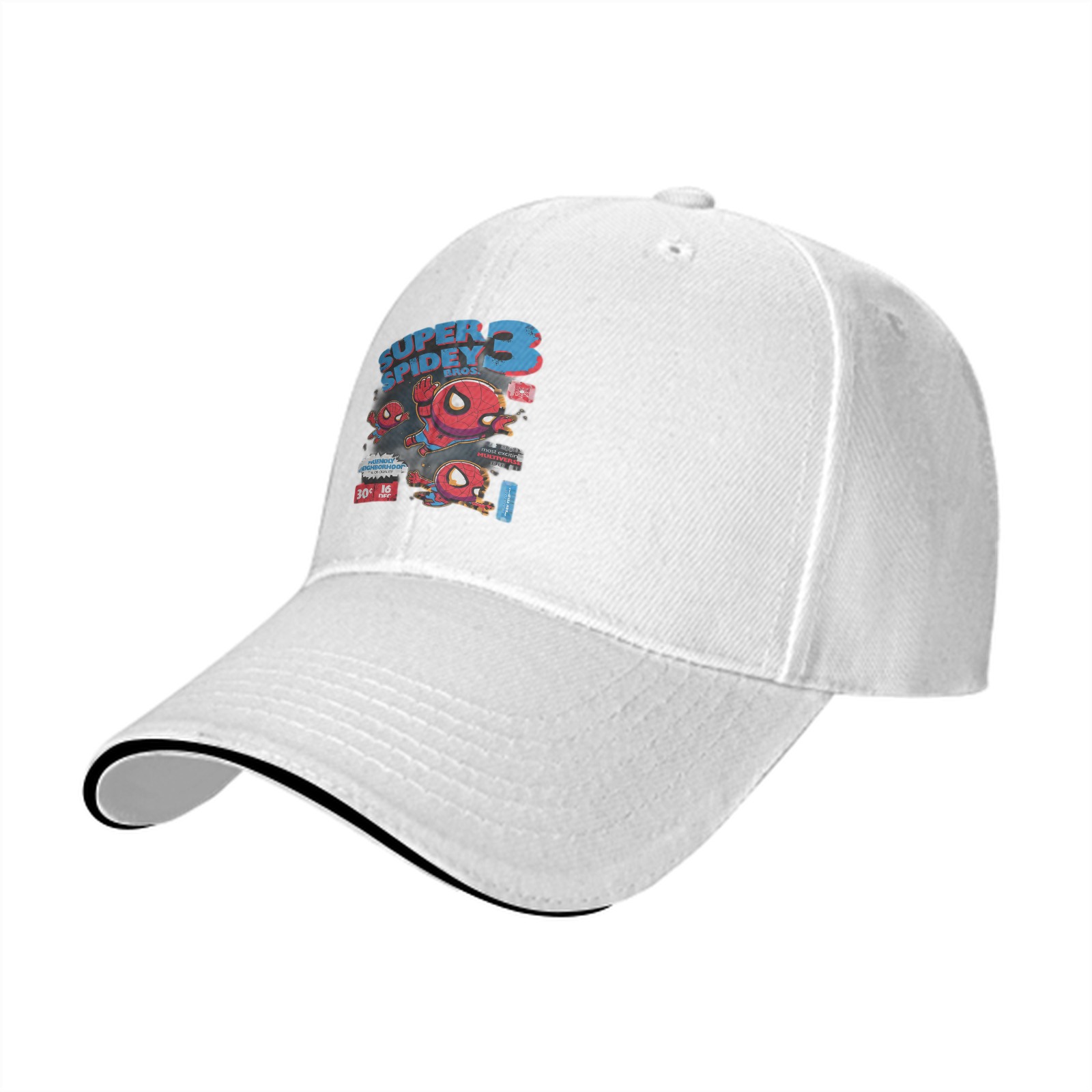 Black Baseball Cap With Super Spidey 3 Graphic Print