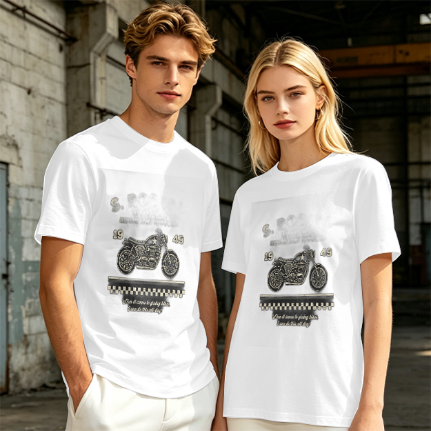 Olive Motorcycle Graphic T-Shirt With 1949 Checkered Print