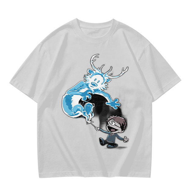 Olive T-Shirt With Harry Potter Patronus Deer Cartoon Print