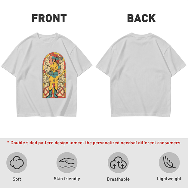 Olive T-shirt with Wolverine Stained Glass Style Print