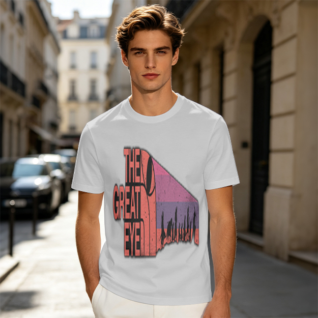 Olive T-Shirt with The Great Eye Sunset Graphic Print