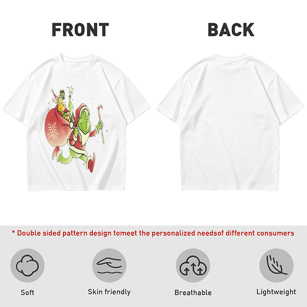 Olive T-shirt with Grinch Santa Christmas Graphic Design