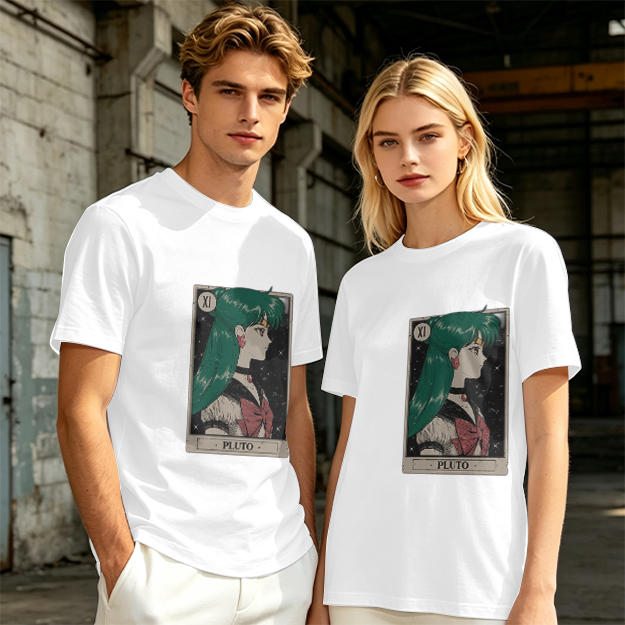 Olive T-Shirt with Sailor Pluto Tarot Card Print