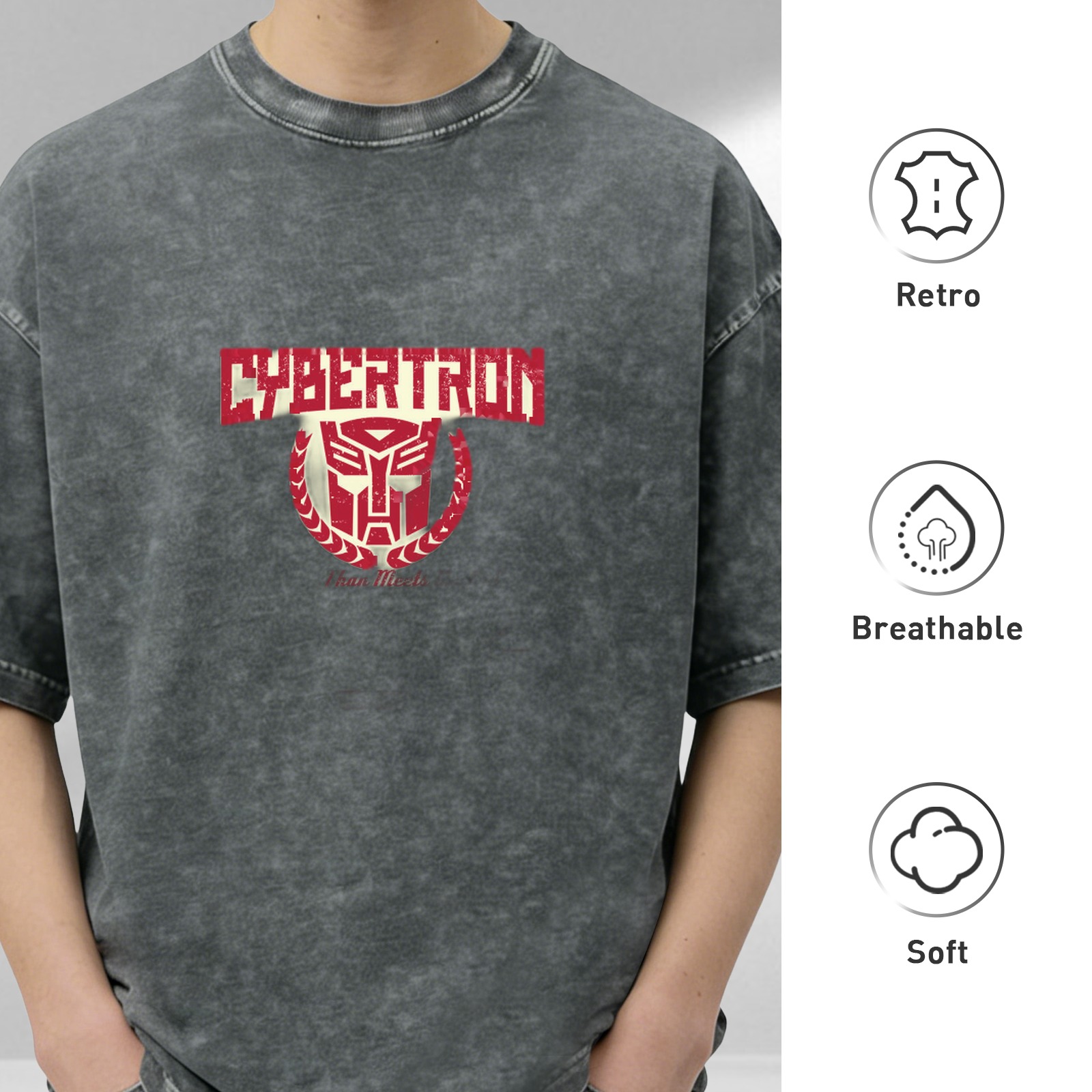 Cybertron Autobot Logo Vintage Wash Black T-Shirt