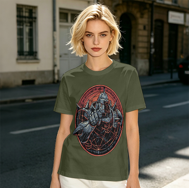 Olive T-Shirt Featuring Alphonse Elric Fullmetal Alchemist Artwork