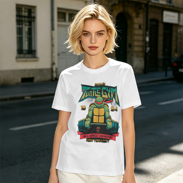 Olive T-shirt with Teenage Mutant Ninja Turtle Gym Print
