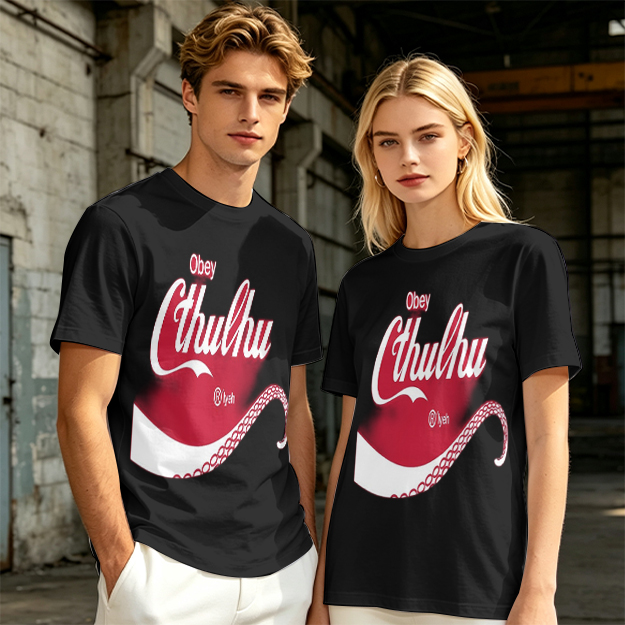 Obey Cthulhu Graphic Print Olive Green T-Shirt