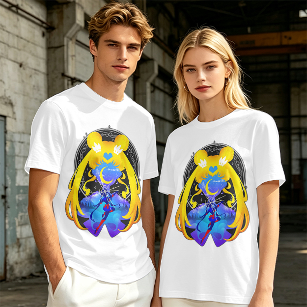 Olive T-Shirt with Sailor Moon Themed Graphic Print