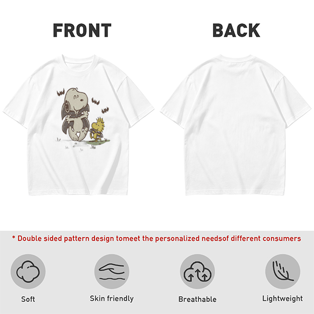 Olive T-shirt with Snoopy and Woodstock Graphic Print