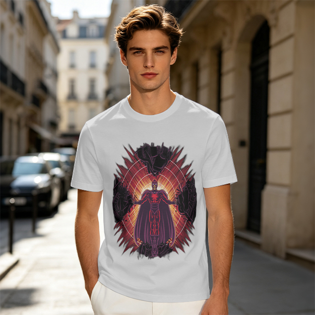 Olive T-Shirt With Superhero Villain Graphic Print