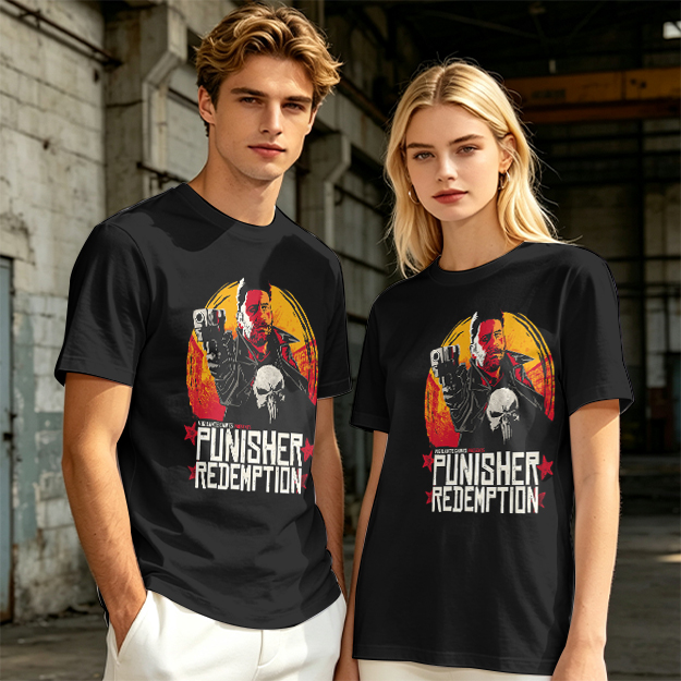 Olive Green Punisher Redemption Graphic T-Shirt