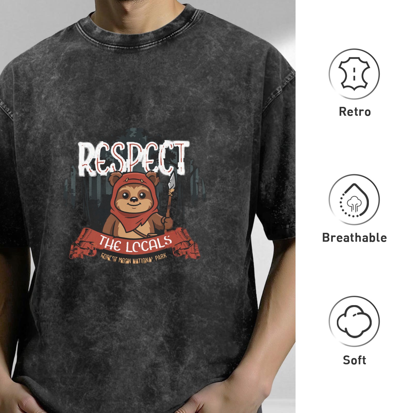 Respect The Locals Ewok Graphic Vintage T-Shirt