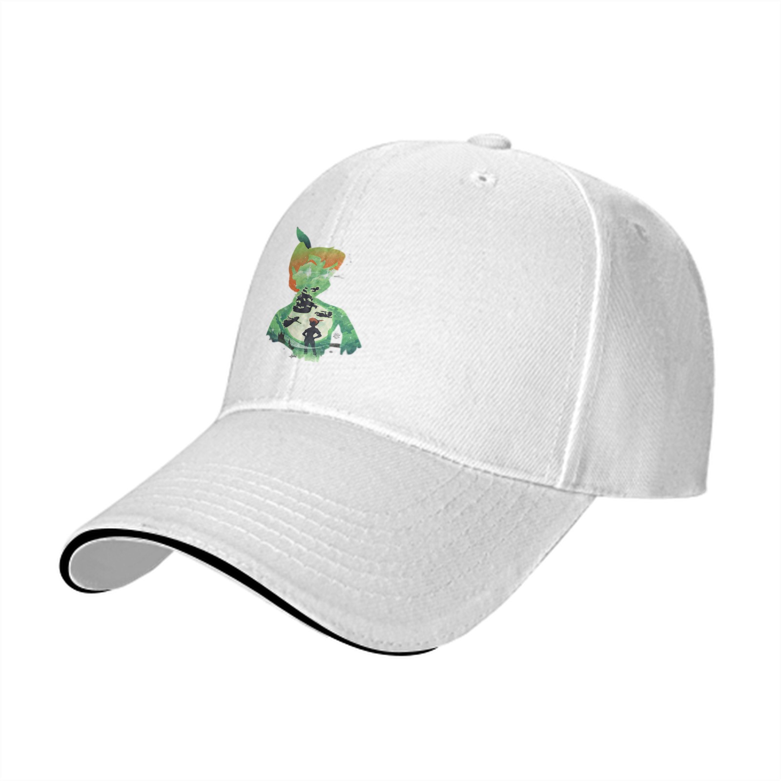 Black baseball cap with green apple boy graphic print