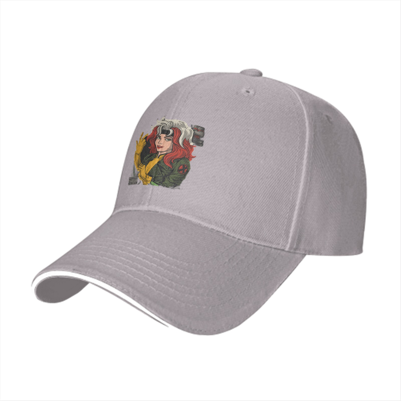 Black Baseball Cap With X-Men Rogue Graphic Print