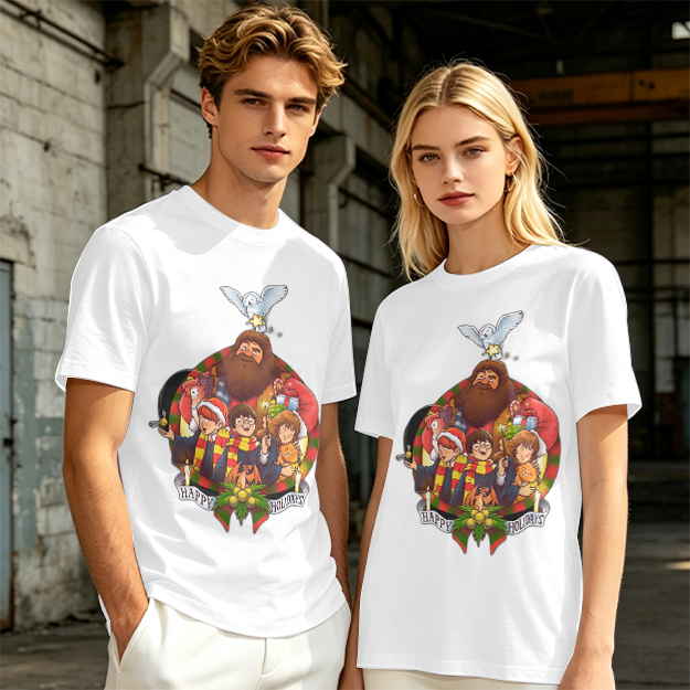 Harry Potter Happy Holiday Group Graphic Olive T-Shirt
