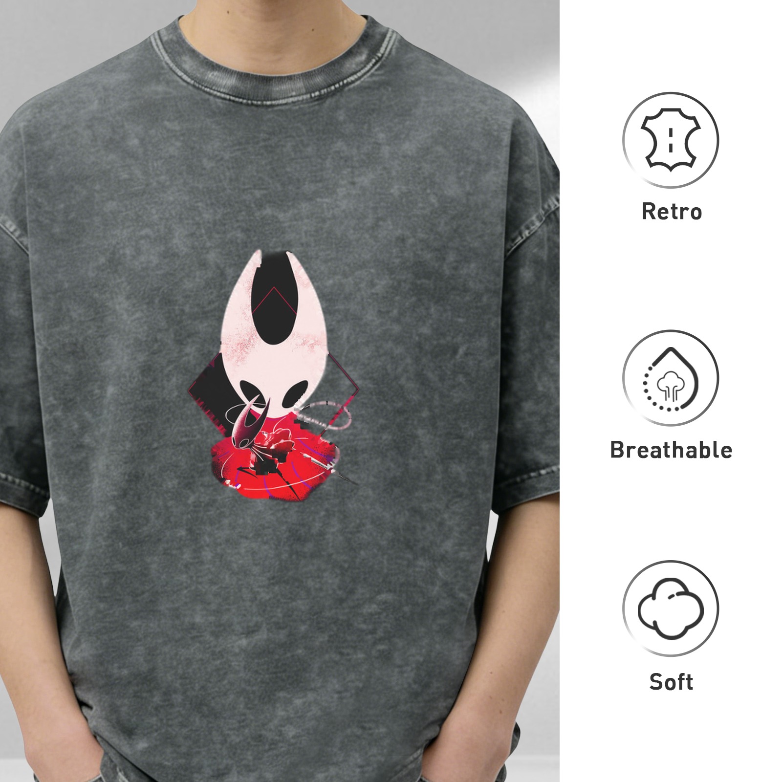 Hollow Knight Hornet Graphic Stonewashed Black T-Shirt