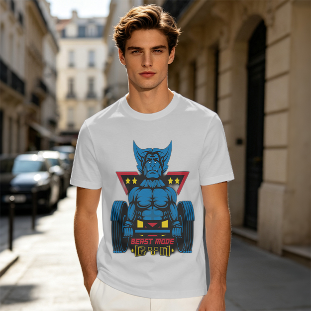 Olive T-Shirt With Beast Mode Gym Lifting Graphic Print