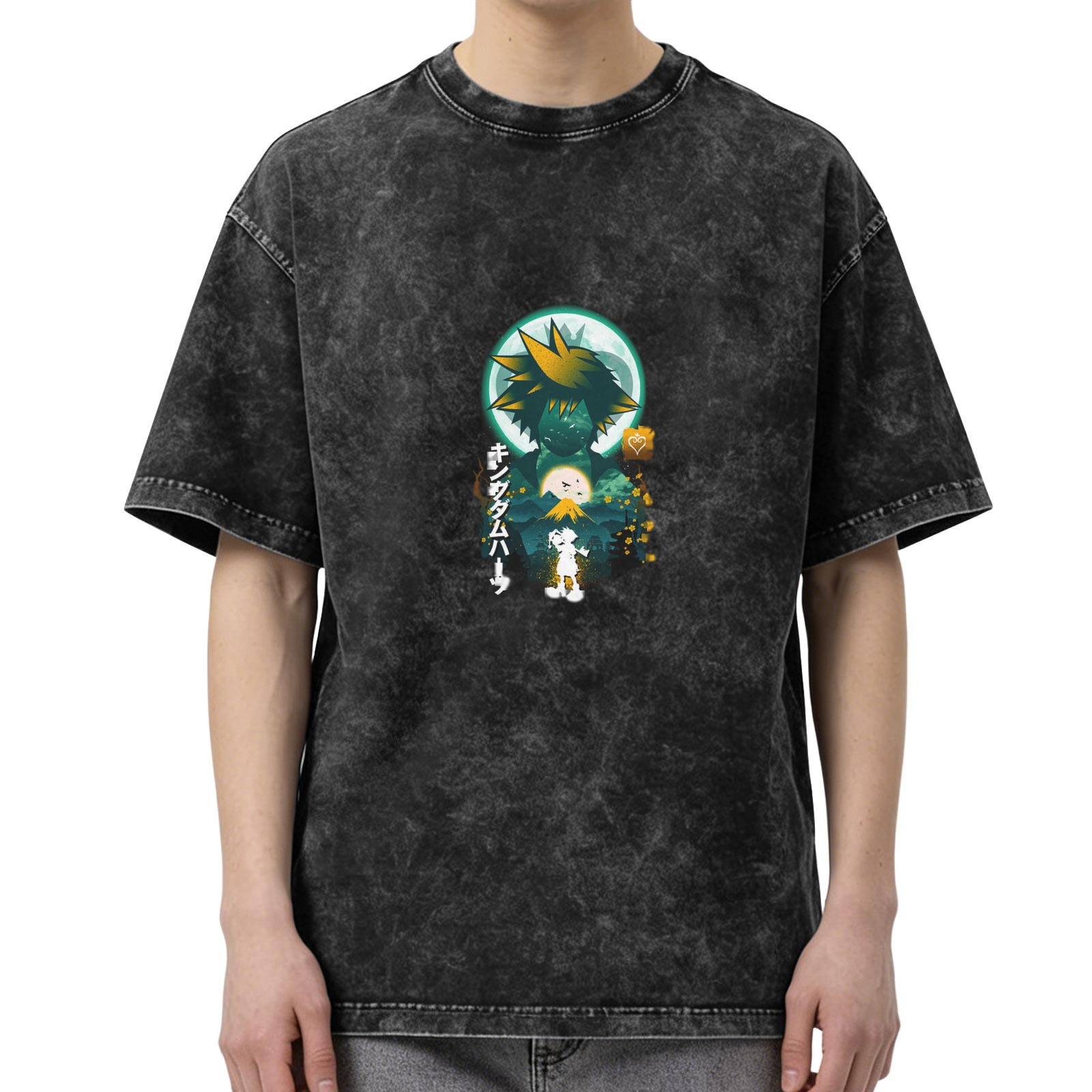 Kingdom Hearts Graphic Washed Black Short Sleeve T-Shirt