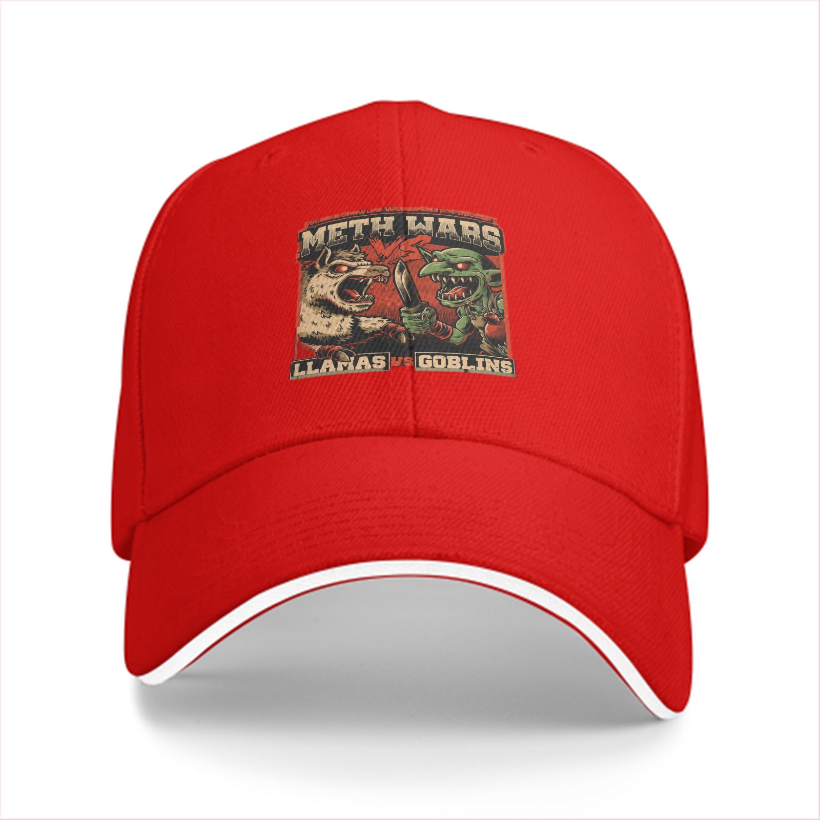 Meth Wars Llamas vs Goblins Graphic Baseball Cap