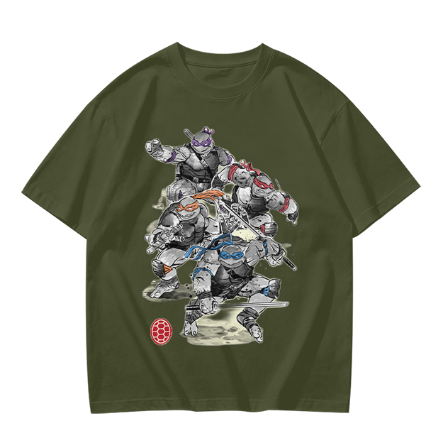 Olive T-Shirt Featuring Ninja Turtles Graphic Design