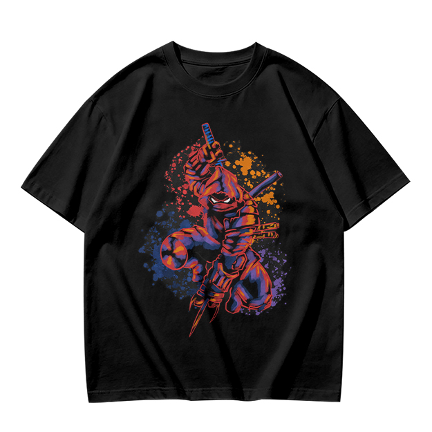 Olive T-Shirt With Stylized Ninja Turtle Warrior Graphic