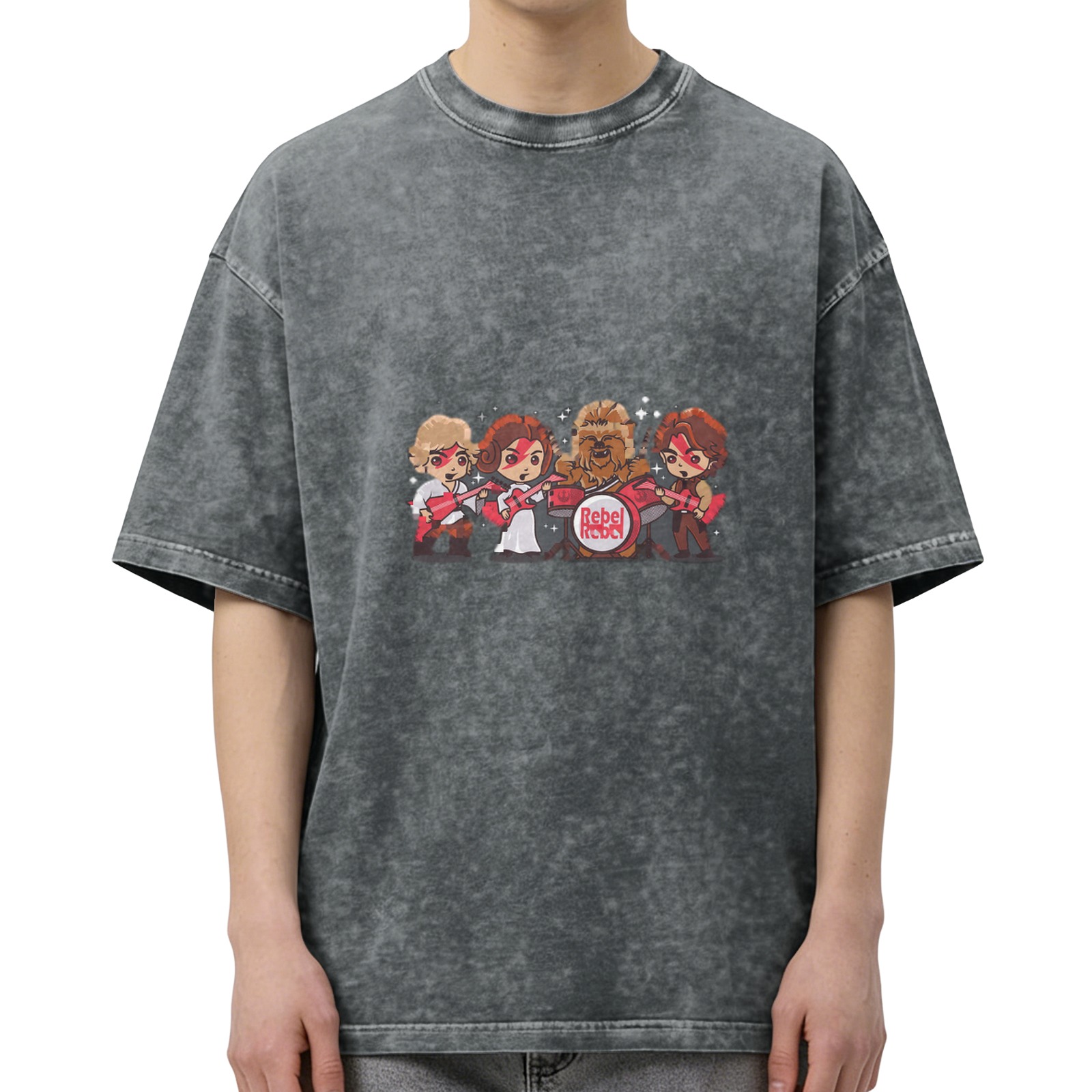 Star Wars Rebel Rebel Band Graphic Oversized Acid Wash T-Shirt