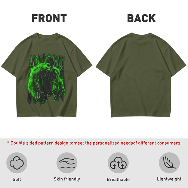 Olive Green T-Shirt With Glowing Green Hulk Graphic Print
