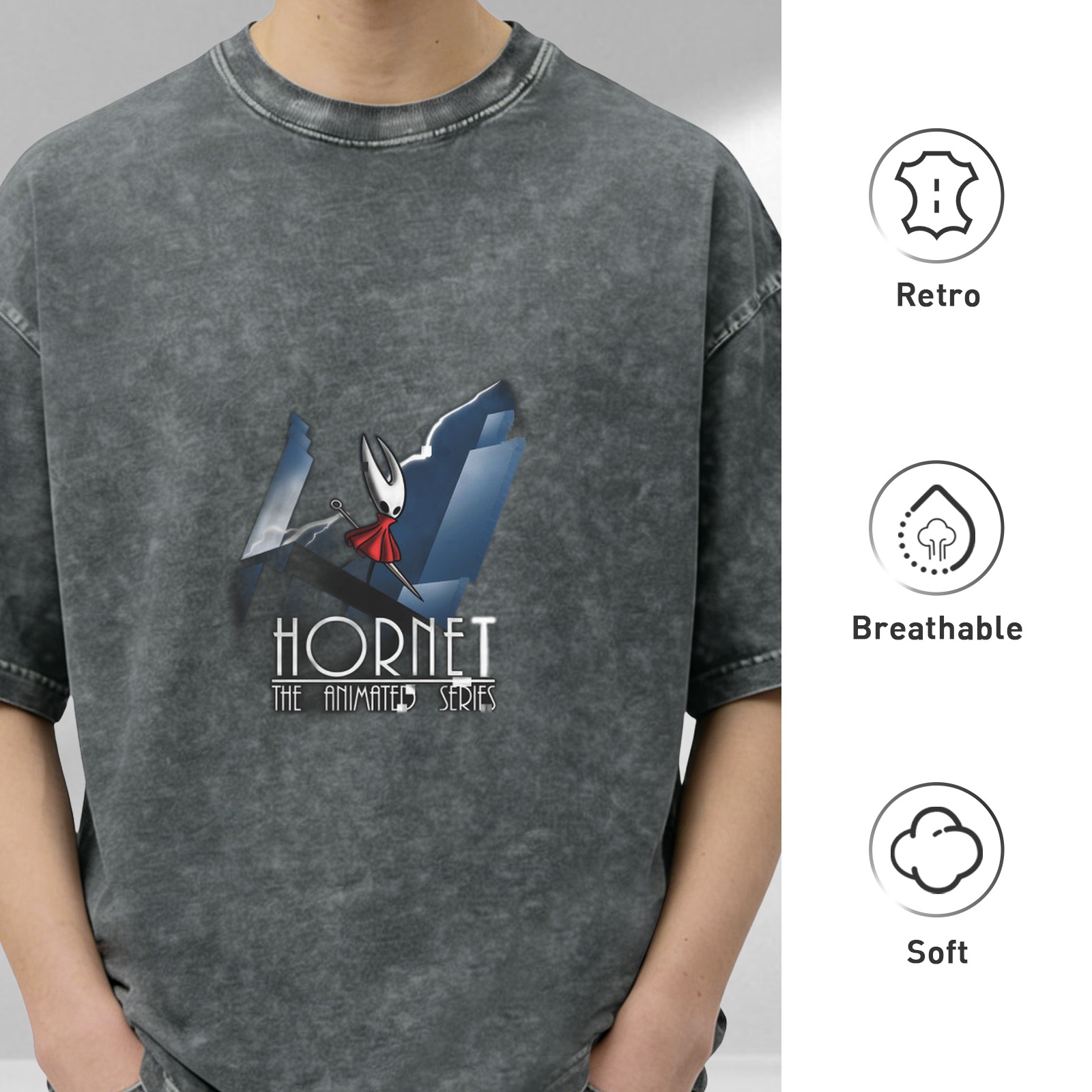 Hornet The Animated Series Graphic Stonewashed Black T-Shirt