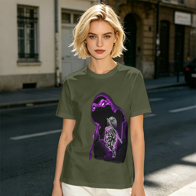 Olive T-Shirt With Purple Ninja Turtle Night Graphic Print