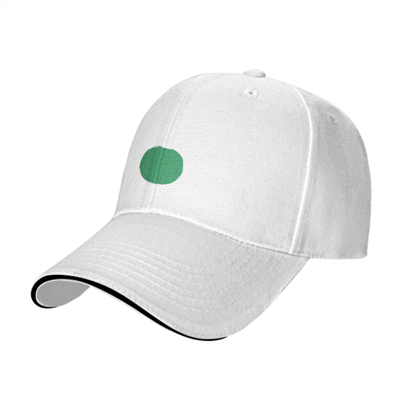 Black baseball cap with green circular front design