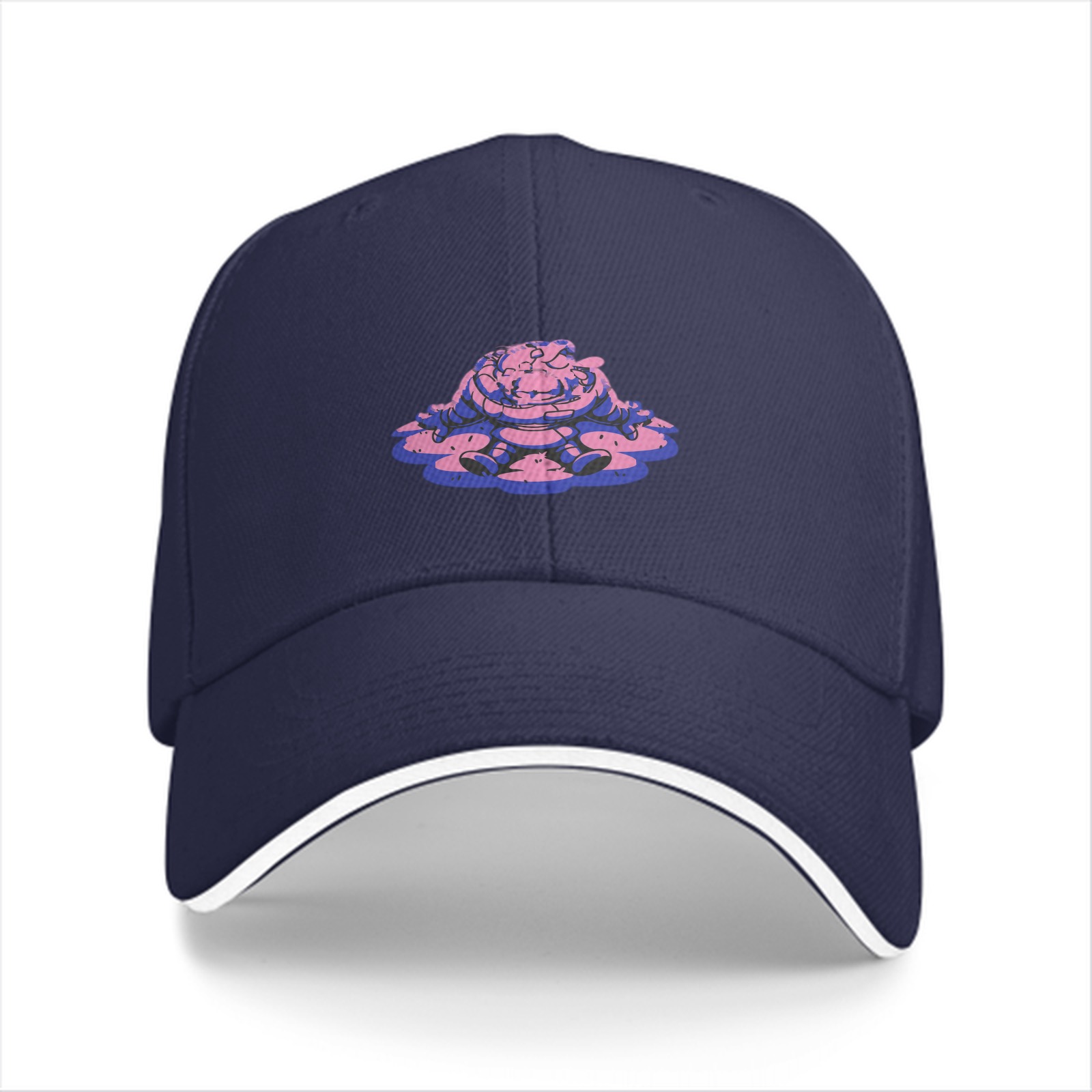 Black Baseball Cap With Pink Purple Slime Monster Graphic
