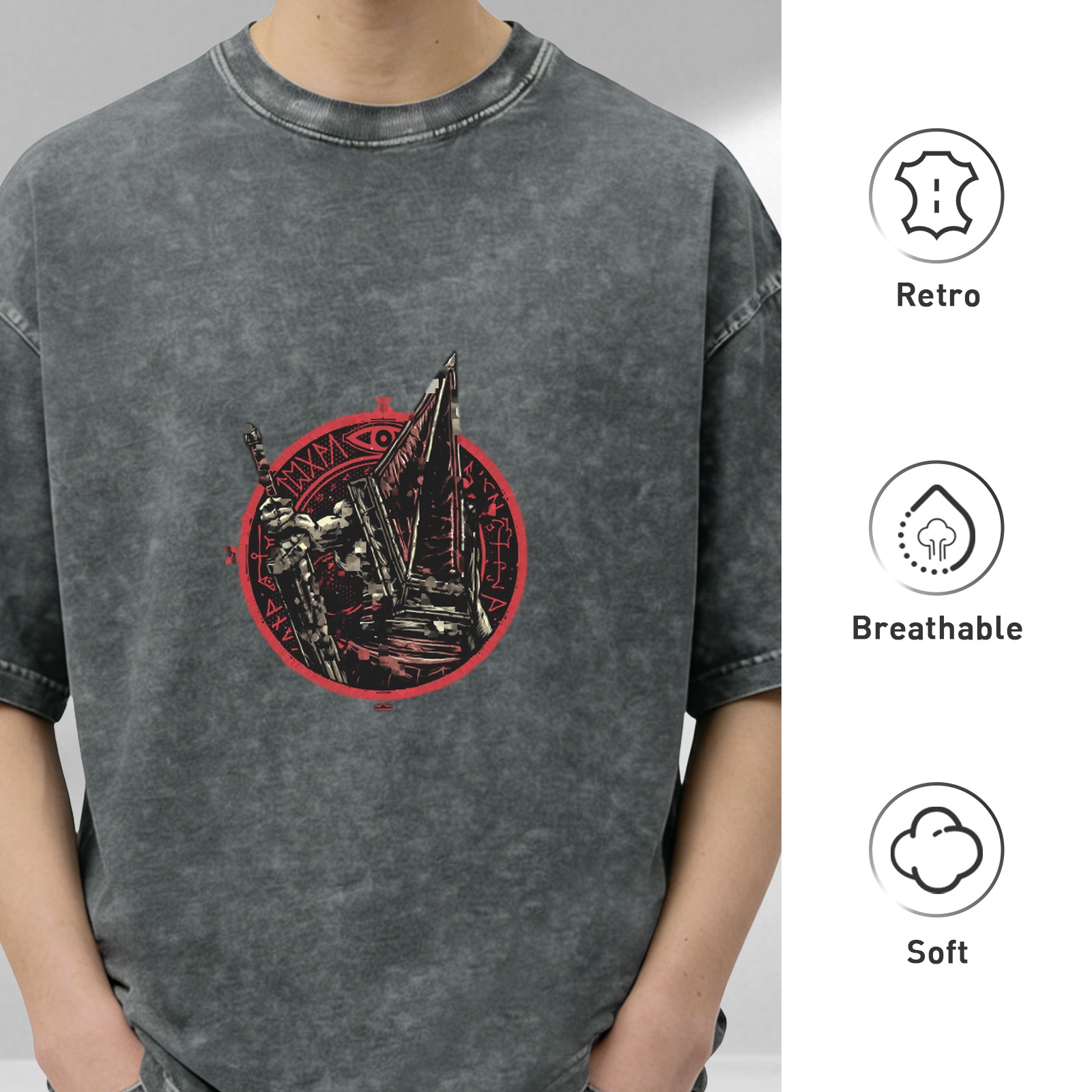 Silent Hill Pyramid Head Graphic Stonewashed Black T-Shirt