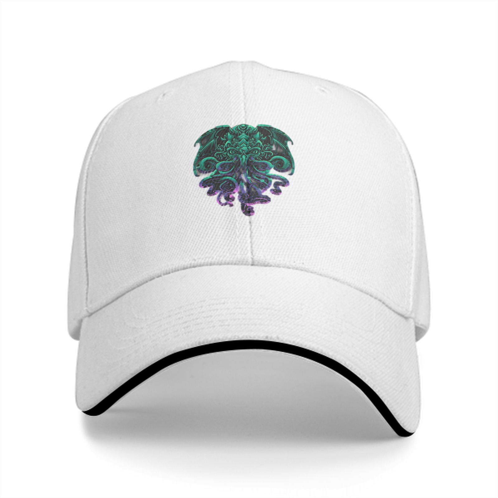 Black Baseball Cap With Cthulhu Monster Graphic