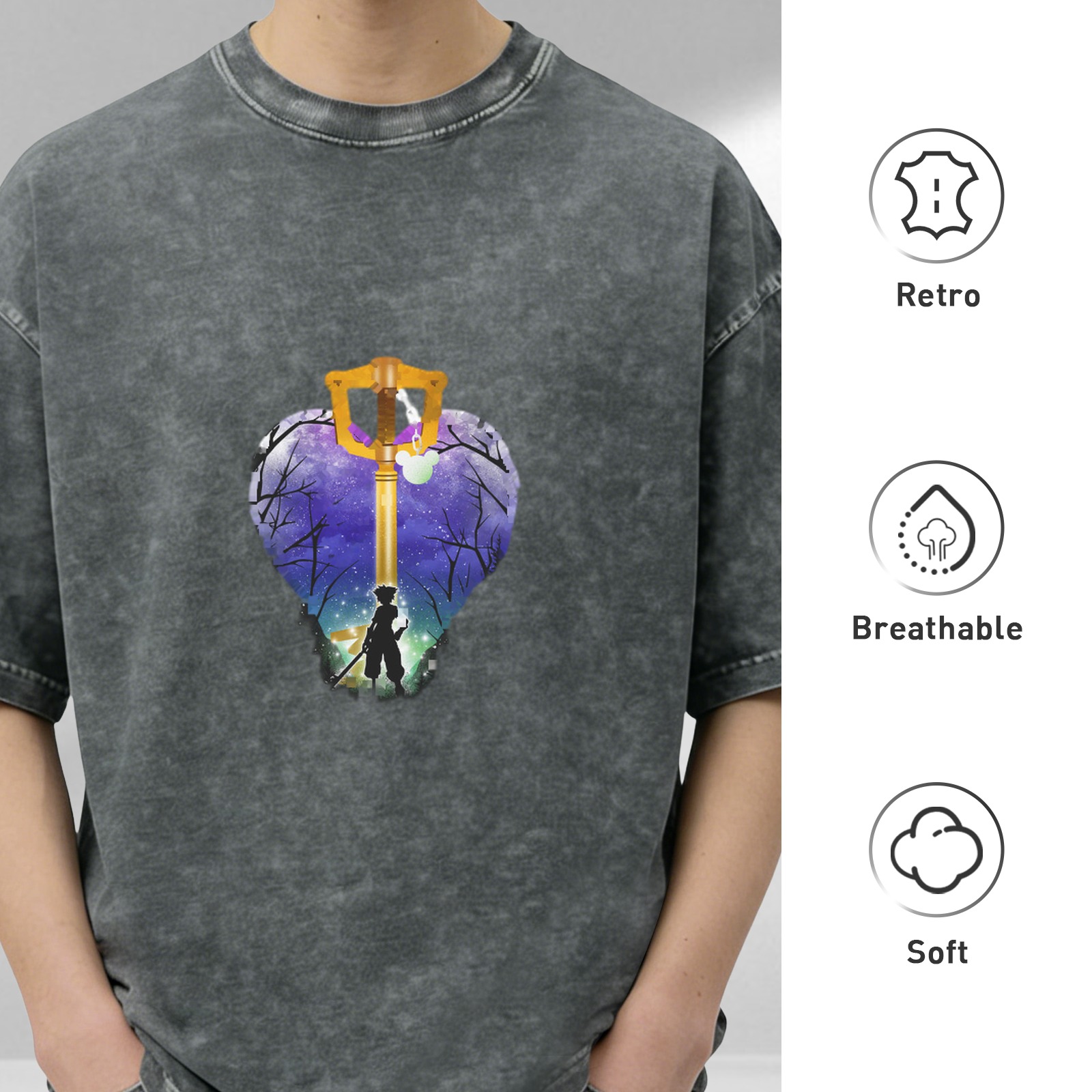 Kingdom Hearts Keyblade Heart Silhouette Graphic T-Shirt