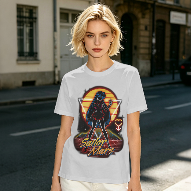 Sailor Mars Retro Synthwave Graphic T-Shirt Design