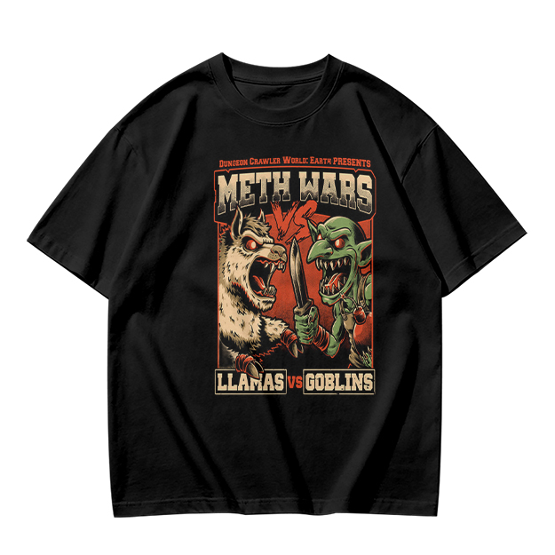 Meth Wars Llamas vs Goblins Graphic T-Shirt
