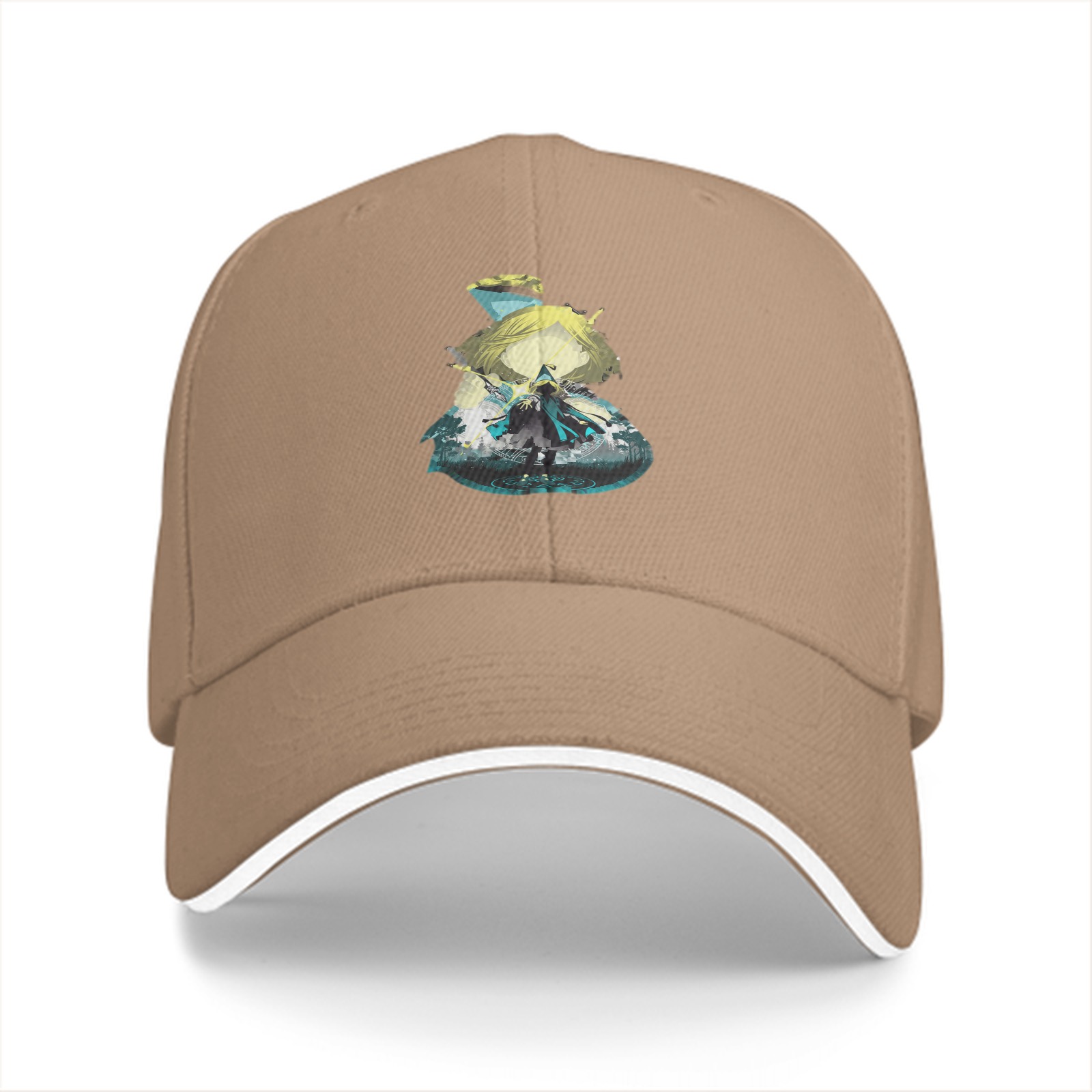 Black Baseball Cap With Fantasy Character Graphic Print