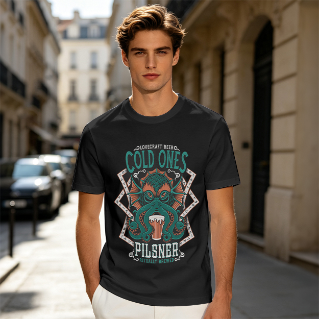 Cold Ones Pilsner Lovecraft Beer Octopus Graphic T-Shirt