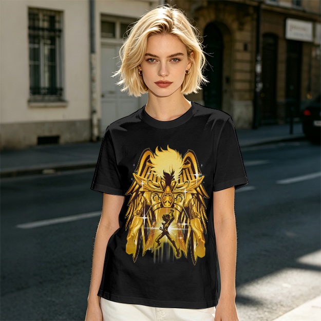 Olive T-Shirt With Gold Pegasus Armor Anime Graphic