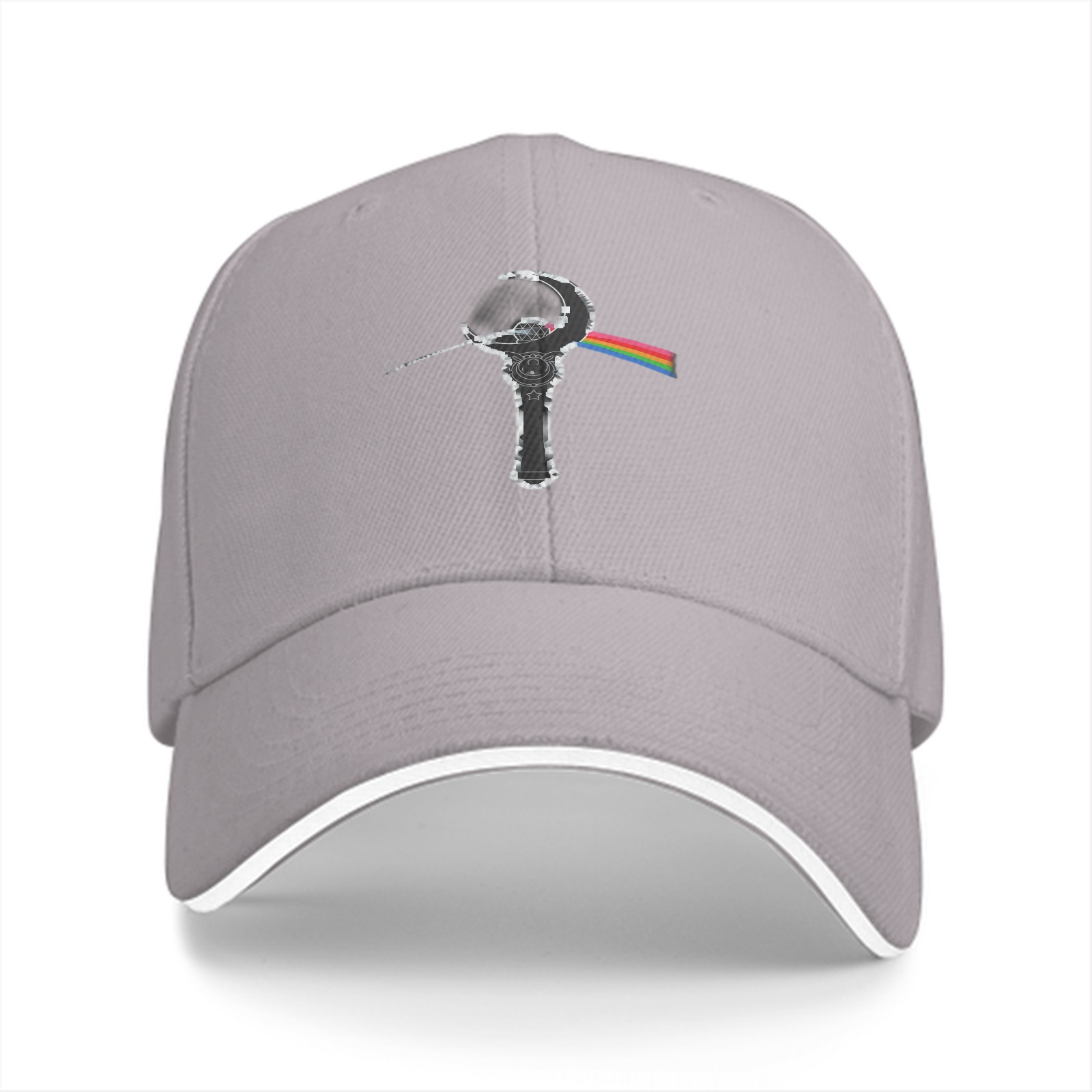 Black Baseball Cap With Crescent Staff And Rainbow Graphic