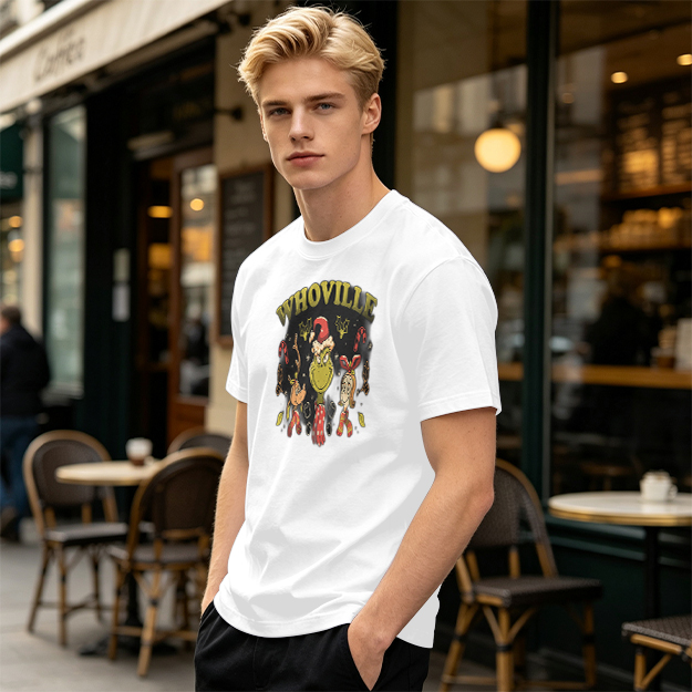Whoville Christmas Themed T-Shirt with Grinch and Friends