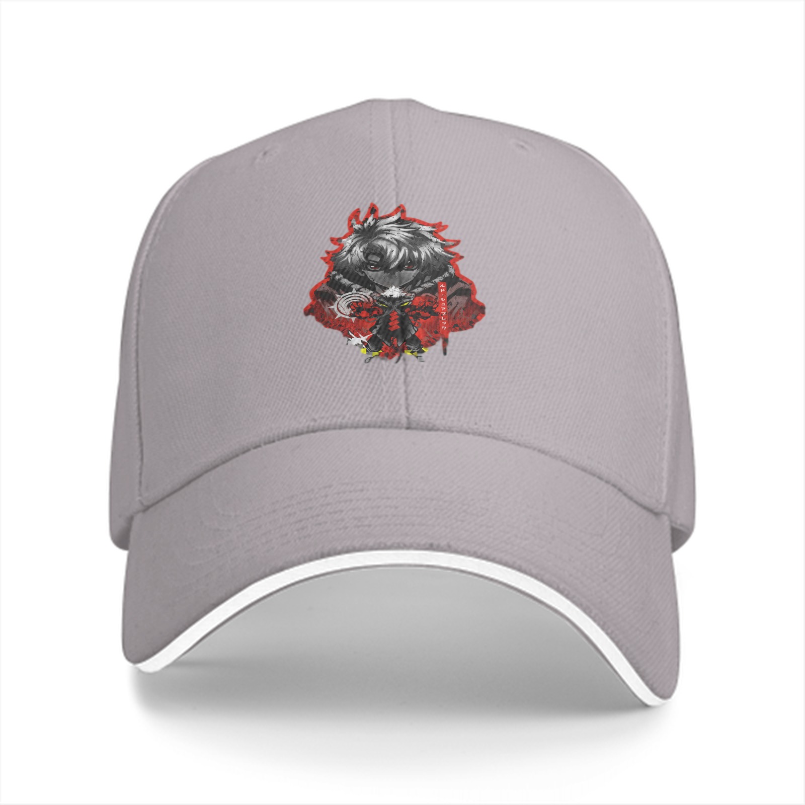 Black Baseball Cap with Anime Warrior Graphic Print